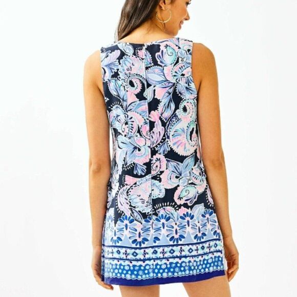Lilly Pulitzer Donna Romper High Tide Navy Holy Flockamole Shift Dress - Picture 3 of 13